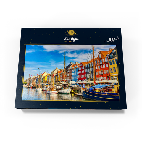 Copenhagen iconic view. famous old Nyhavn harbor in the center of Copenhagen, Denmark in summer sunny days. 100 Jigsaw Puzzle box view1