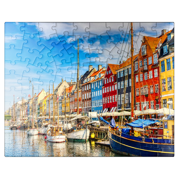puzzleplate Copenhagen iconic view. famous old Nyhavn harbor in the center of Copenhagen, Denmark in summer sunny days. 100 Jigsaw Puzzle
