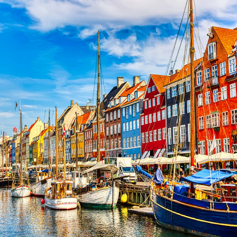 Copenhagen iconic view. famous old Nyhavn harbor in the center of Copenhagen, Denmark in summer sunny days. 100 Jigsaw Puzzle 3D Modell