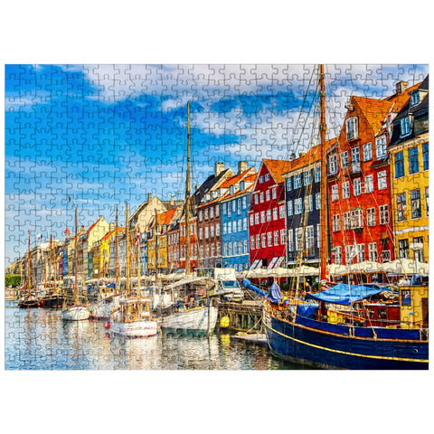 puzzleplate Copenhagen iconic view. famous old Nyhavn harbor in the center of Copenhagen, Denmark in summer sunny days. 500 Jigsaw Puzzle