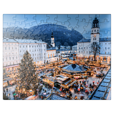 puzzleplate Salzburg, Austria: Christmas market in the old town of Salzburg. 100 Jigsaw Puzzle