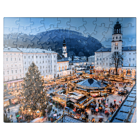 puzzleplate Salzburg, Austria: Christmas market in the old town of Salzburg. 100 Jigsaw Puzzle