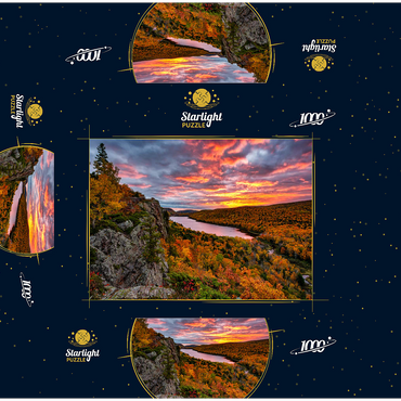 A fiery sunrise over Cloud Lake, Porcupine Mountains Sate Park, Michigan's top peninsula. 1000 Jigsaw Puzzle box 3D Modell