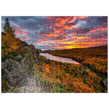 puzzleplate A fiery sunrise over Cloud Lake, Porcupine Mountains Sate Park, Michigan's top peninsula. 500 Jigsaw Puzzle