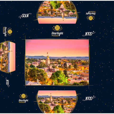 Santa Fe, New Mexico, USA Downtown skyline at dusk. 1000 Jigsaw Puzzle box 3D Modell