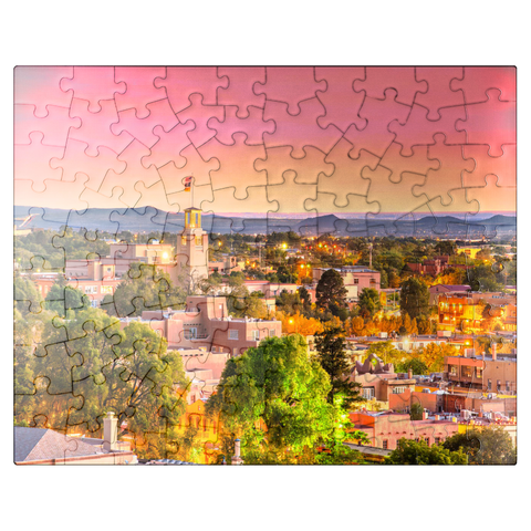 puzzleplate Santa Fe, New Mexico, USA Downtown skyline at dusk. 100 Jigsaw Puzzle