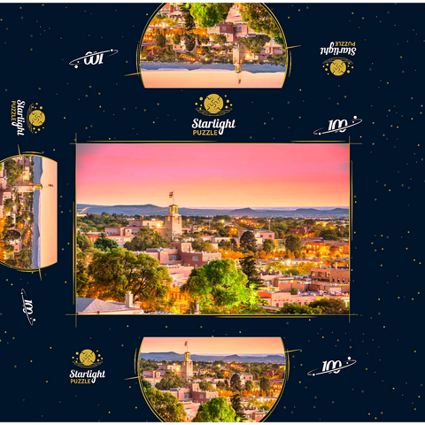 Santa Fe, New Mexico, USA Downtown skyline at dusk. 100 Jigsaw Puzzle box 3D Modell