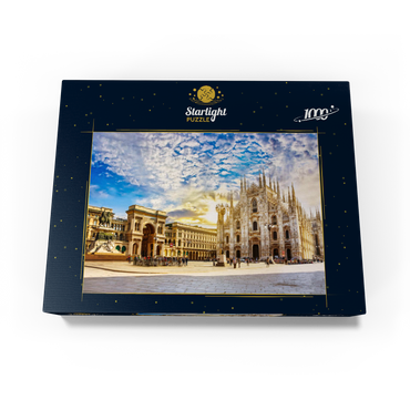 Duomo di Milano Cathedral and Vittorio Emanuele Gallery in Piazza Duomo square on sunny morning, Milan, Italy. 1000 Jigsaw Puzzle box view1