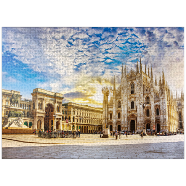 puzzleplate Duomo di Milano Cathedral and Vittorio Emanuele Gallery in Piazza Duomo square on sunny morning, Milan, Italy. 1000 Jigsaw Puzzle