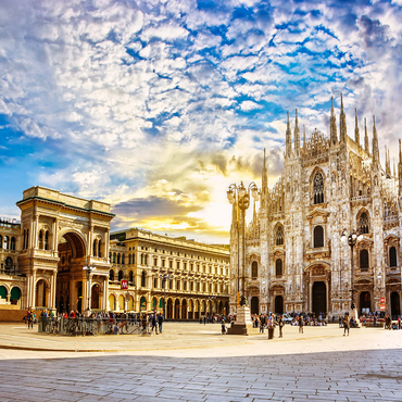 Duomo di Milano Cathedral and Vittorio Emanuele Gallery in Piazza Duomo square on sunny morning, Milan, Italy. 1000 Jigsaw Puzzle 3D Modell