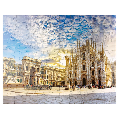 puzzleplate Duomo di Milano Cathedral and Vittorio Emanuele Gallery in Piazza Duomo square on sunny morning, Milan, Italy. 100 Jigsaw Puzzle