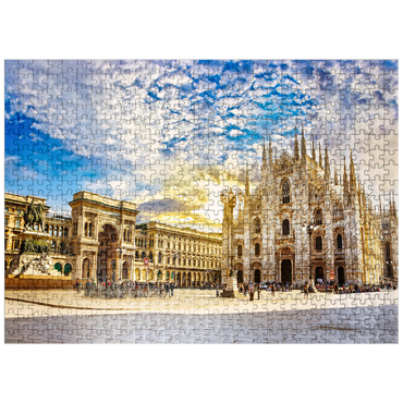 puzzleplate Duomo di Milano Cathedral and Vittorio Emanuele Gallery in Piazza Duomo square on sunny morning, Milan, Italy. 500 Jigsaw Puzzle