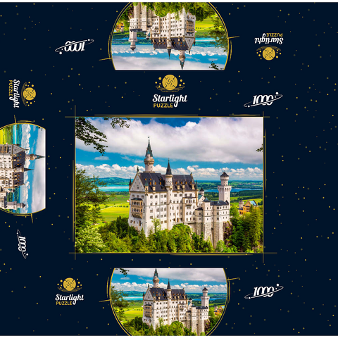 Neuschwanstein Castle on a summer day in Germany. 1000 Jigsaw Puzzle box 3D Modell