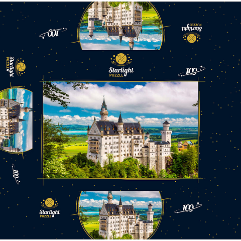 Neuschwanstein Castle on a summer day in Germany. 100 Jigsaw Puzzle box 3D Modell