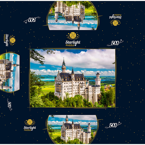 Neuschwanstein Castle on a summer day in Germany. 500 Jigsaw Puzzle box 3D Modell