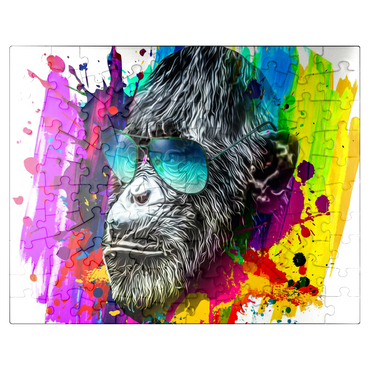 puzzleplate Colorful artistic monkey in glasses with colorful color plates on white background 100 Jigsaw Puzzle