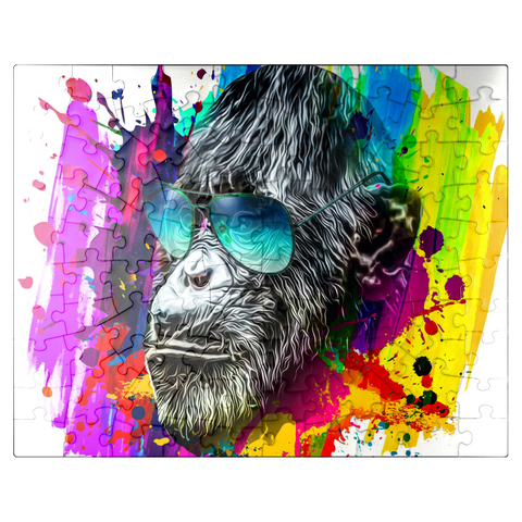 puzzleplate Colorful artistic monkey in glasses with colorful color plates on white background 100 Jigsaw Puzzle