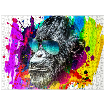 puzzleplate Colorful artistic monkey in glasses with colorful color plates on white background 500 Jigsaw Puzzle