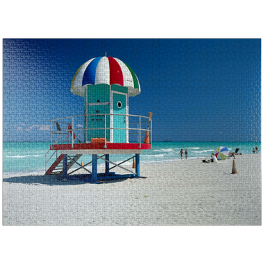 puzzleplate Lifeguard cottage on the beach, Miami Beach, Florida, USA 1000 Jigsaw Puzzle