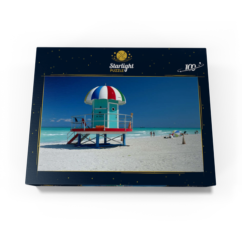 Lifeguard cottage on the beach, Miami Beach, Florida, USA 100 Jigsaw Puzzle box view1