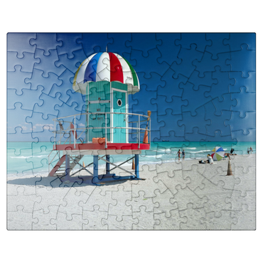 puzzleplate Lifeguard cottage on the beach, Miami Beach, Florida, USA 100 Jigsaw Puzzle