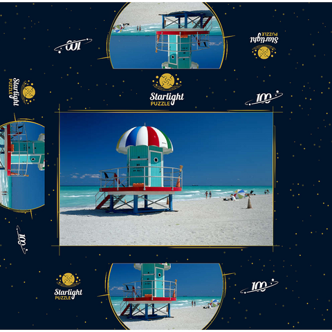Lifeguard cottage on the beach, Miami Beach, Florida, USA 100 Jigsaw Puzzle box 3D Modell
