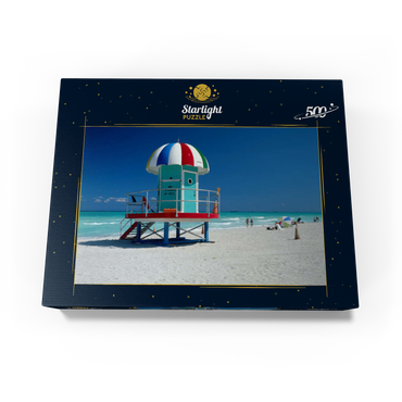 Lifeguard cottage on the beach, Miami Beach, Florida, USA 500 Jigsaw Puzzle box view1