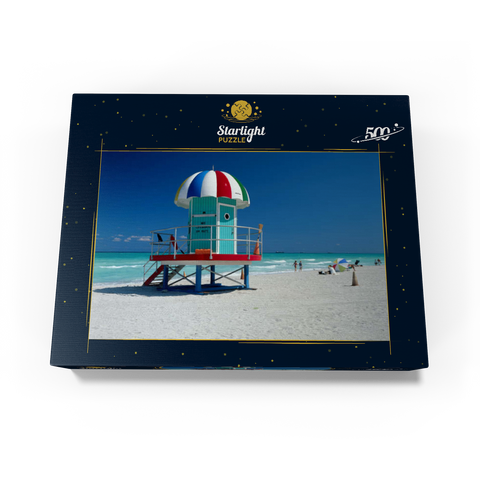 Lifeguard cottage on the beach, Miami Beach, Florida, USA 500 Jigsaw Puzzle box view1
