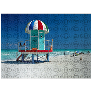 puzzleplate Lifeguard cottage on the beach, Miami Beach, Florida, USA 500 Jigsaw Puzzle