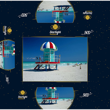 Lifeguard cottage on the beach, Miami Beach, Florida, USA 500 Jigsaw Puzzle box 3D Modell