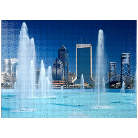 puzzleplate Fountain at Riverwalk and Skyline, Jacksonville, Florida, USA 1000 Jigsaw Puzzle