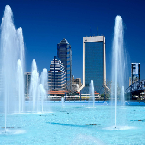 Fountain at Riverwalk and Skyline, Jacksonville, Florida, USA 1000 Jigsaw Puzzle 3D Modell