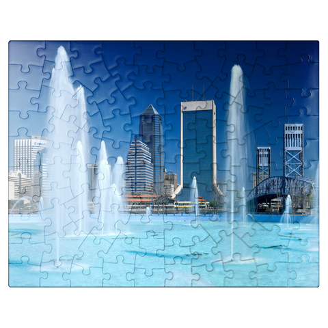 puzzleplate Fountain at Riverwalk and Skyline, Jacksonville, Florida, USA 100 Jigsaw Puzzle
