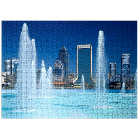 puzzleplate Fountain at Riverwalk and Skyline, Jacksonville, Florida, USA 500 Jigsaw Puzzle