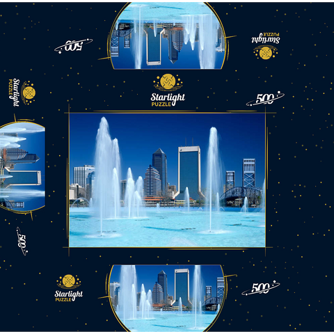Fountain at Riverwalk and Skyline, Jacksonville, Florida, USA 500 Jigsaw Puzzle box 3D Modell