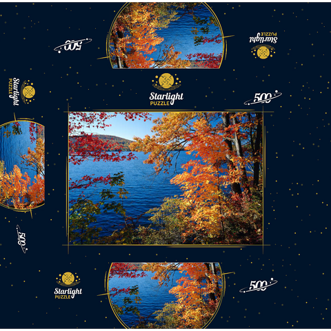 Autumn atmosphere at Lake Waramaug, Connecticut, USA 500 Jigsaw Puzzle box 3D Modell