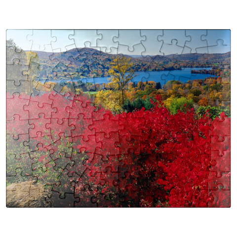 puzzleplate Autumn atmosphere at Lake Waramaug, Connecticut, USA 100 Jigsaw Puzzle