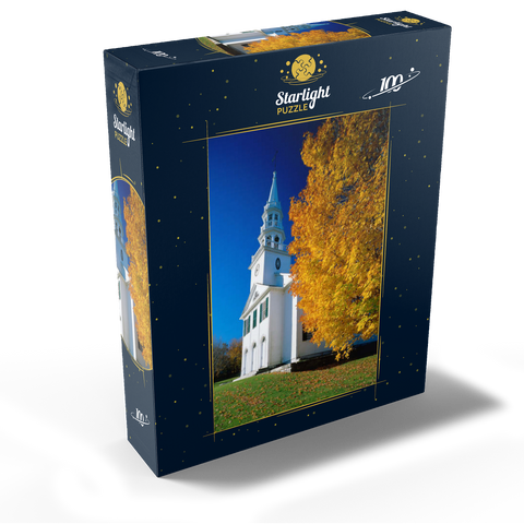 Church with maple tree in Warren, Connecticut, USA 100 Jigsaw Puzzle box view1