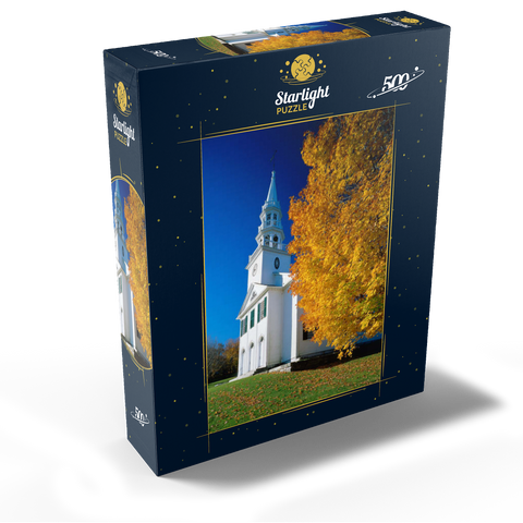 Church with maple tree in Warren, Connecticut, USA 500 Jigsaw Puzzle box view1