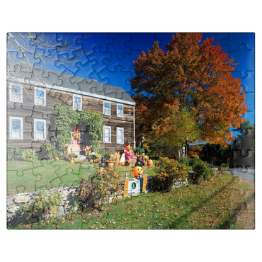 puzzleplate House with Halloween decoration, Maine, USA 100 Jigsaw Puzzle