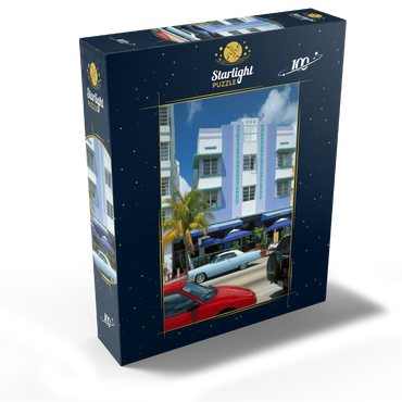 Art Deco Hotels on Ocean Drive in Miami Beach, Florida, USA 100 Jigsaw Puzzle box view1