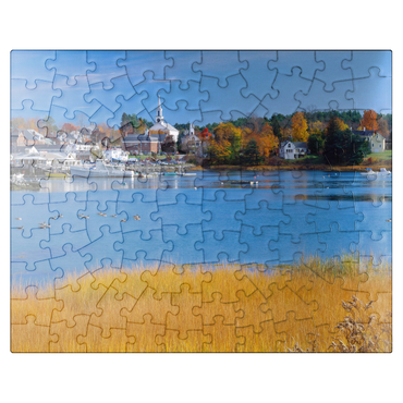 puzzleplate Town overview and marina of Damariscotta, Maine, USA 100 Jigsaw Puzzle