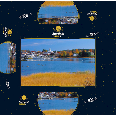 Town overview and marina of Damariscotta, Maine, USA 100 Jigsaw Puzzle box 3D Modell