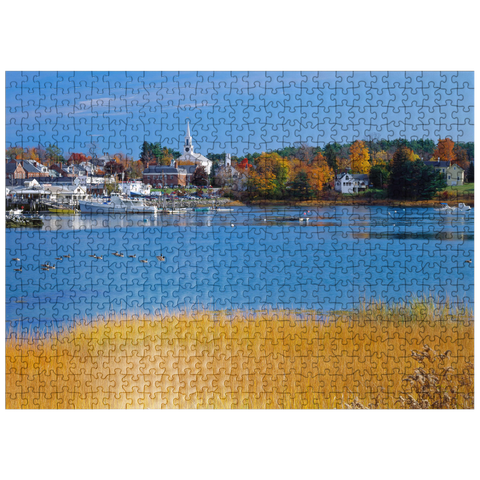 puzzleplate Town overview and marina of Damariscotta, Maine, USA 500 Jigsaw Puzzle