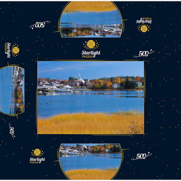 Town overview and marina of Damariscotta, Maine, USA 500 Jigsaw Puzzle box 3D Modell