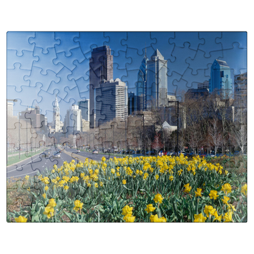 puzzleplate Benjamin Franklin Parkway with Skline and City Hall, Philadelphia, Pennsylvania, USA 100 Jigsaw Puzzle