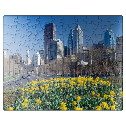 puzzleplate Benjamin Franklin Parkway with Skline and City Hall, Philadelphia, Pennsylvania, USA 100 Jigsaw Puzzle