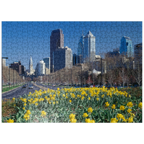 puzzleplate Benjamin Franklin Parkway with Skline and City Hall, Philadelphia, Pennsylvania, USA 500 Jigsaw Puzzle