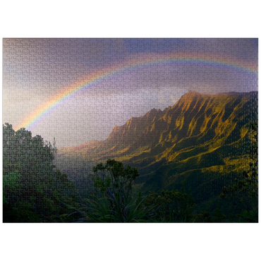 puzzleplate Rainbow over Na Pali Coast, Kauai Island, Hawaii, USA 1000 Jigsaw Puzzle
