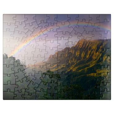 puzzleplate Rainbow over Na Pali Coast, Kauai Island, Hawaii, USA 100 Jigsaw Puzzle